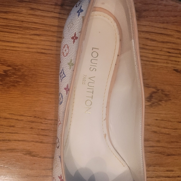 Louis Vuitton White Multi Color Monogram Logo Leather Flats Loafers Shoes - Picture 2 of 13